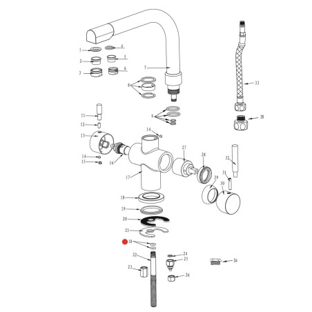 Joints pour tige filetée robinet Park - 001-22 / 002-10 / 003-21 / 004-14 / 005-27