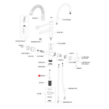 Tige eau filtrée pour robinet Torino