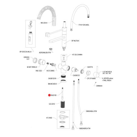 Tige eau filtrée pour robinet Torino