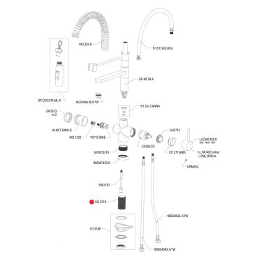Support fileté 55 mm pour robinet Torino