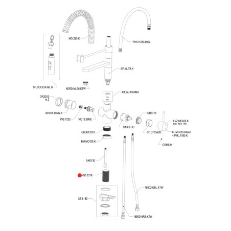 Support fileté 55 mm pour robinet Torino