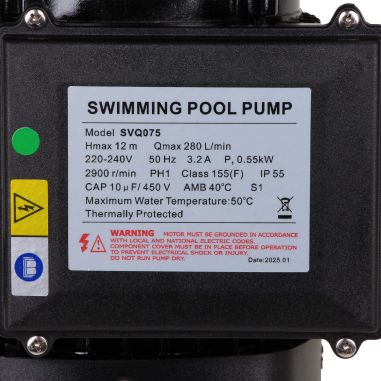 Pompe de filtration LX Whirlpool SVQ075 - 0,55 kW - 16,8 m³/h