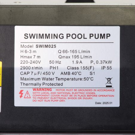 Pompe de filtration LX Whirlpool SWIM025 - 0,37 kW - 11,7 m³/h