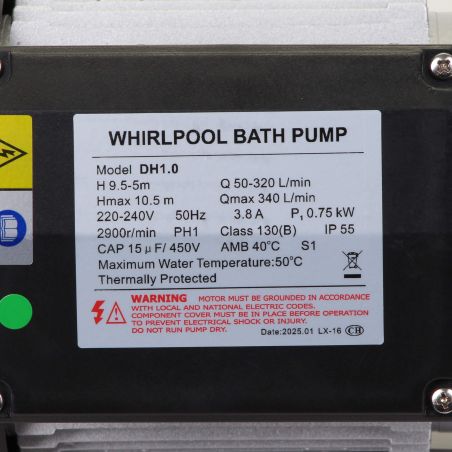 Pompe de filtration LX Whirlpool DH1.0 - 0,75 kW - 20,40 m³/h