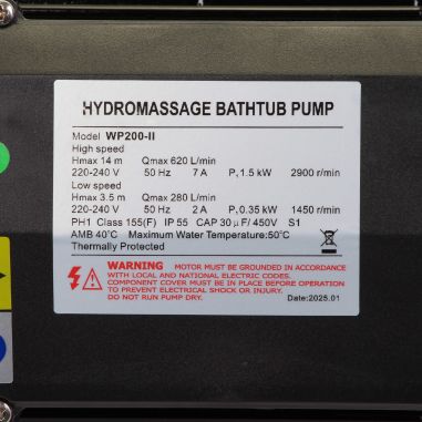 Pompe de filtration LX Whirlpool WP200 II - Bi-vitesse 0,35 kW et 1,5 kW - 16,8 m³/h et 37,2 m³/h