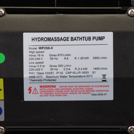 Pompe de filtration LX Whirlpool WP250 II Bi vitesse - 0,40 kW et 1,85 kW - 18 m³/h et 40,2 m³/h