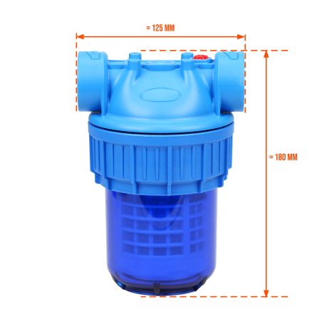 Filtre à eau 3 pièces 5'' Ribitech® avec cartouche lavable 50 µm