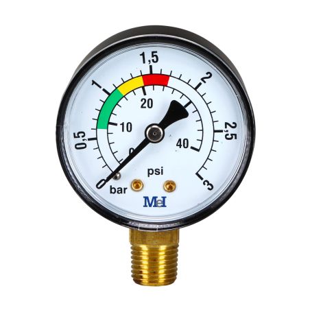 Manomètre ABS sec radial 0-3 bars pour filtre piscine - Insert Laiton 1/4''