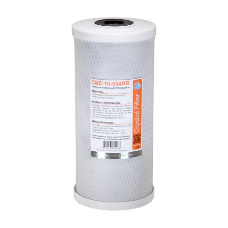 Cartouche CBE-10-934BB charbon actif 9''3/4 Big Blue - 10 µm - Crystal Filter®