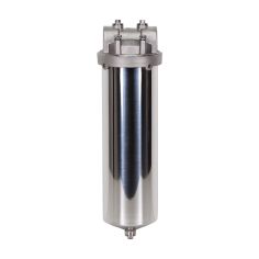 Carter inox 10'' AISI316 entrée sortie 1'' BSPT code 226 avec mano 0-6 bars et equerre