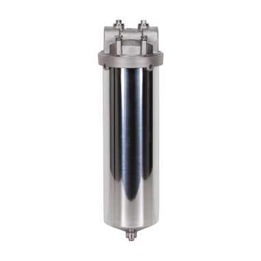 Carter inox 10'' AISI316 E/S 1'' BSPT code DOE avec mano 0-6 bars et equerre