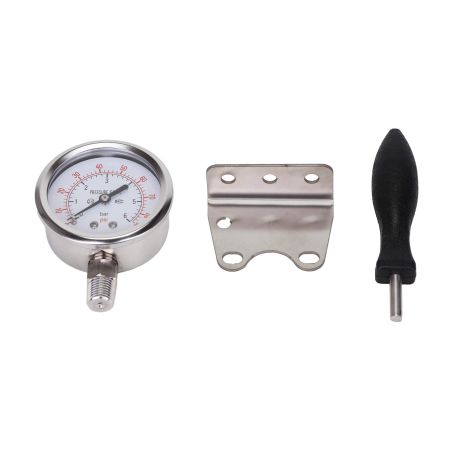 Carter inox 10'' AISI316 E/S 1'' BSPT code DOE avec mano 0-6 bars et equerre