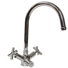 Robinet col de cygne 3 voies - chrome