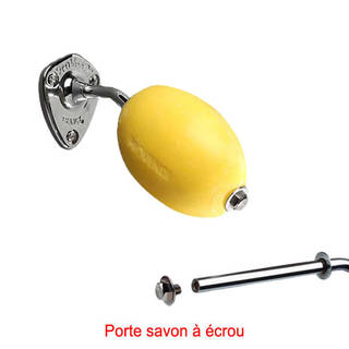 Savon jaune rotatif citron Provendi avec porte-savon chromé à écrou