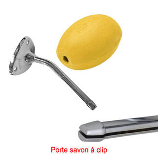 Savon jaune rotatif Provendi avec porte-savon chromé à clip