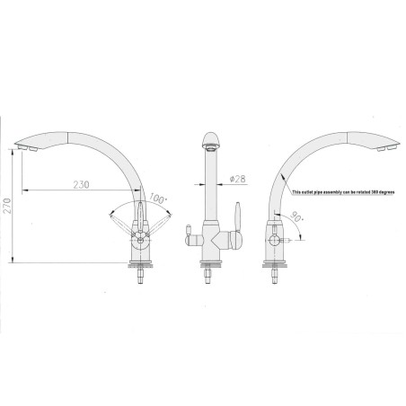 Robinet 3 voies - modèle Everglades - Chrome brillant