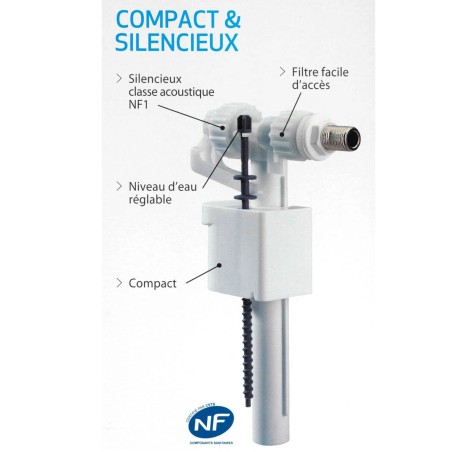 Chasse d'eau économique - Mécanisme à poussoir interrompable - Ensemble complet