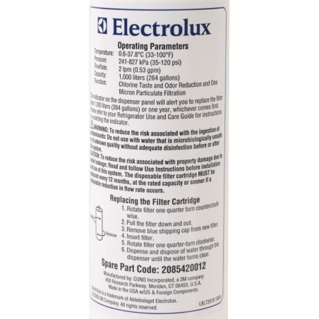 Filtre 2085420012 - Filtre à eau pour réfrigérateur américain Electrolux - Arthur Martin - AEG - FAURE