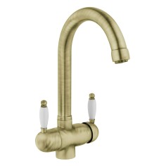 Robinet 3 Voies - Roma - Bronze & Poignées Céramique