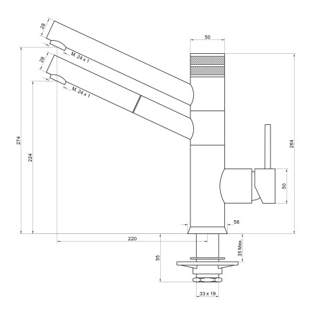 Robinet 3 Voies avec douchette - Milano - Chromé