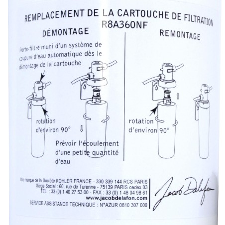 Cartouche de filtration carafe Jacob Delafon