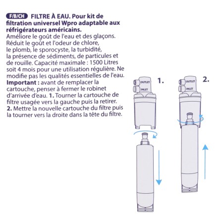 Filtre Whirlpool USC009 d'origine - Filtre frigo américain Wpro