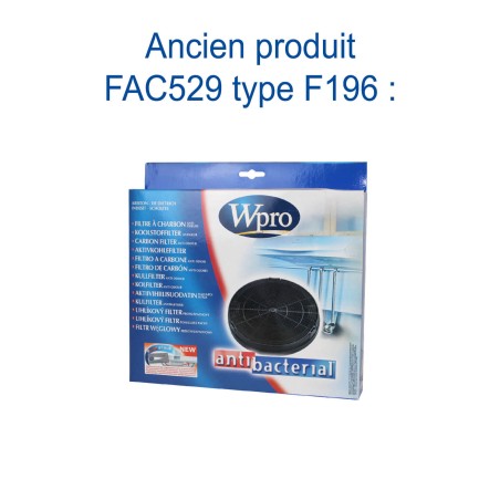 FAC529/1 type F196 charbon antiodeurs - Filtre hotte aspirante