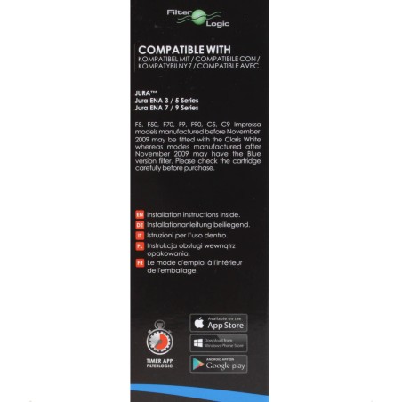 Filtre à eau CFL-802 compatible Jura Claris Blue pour machines à café ENA / IMPRESSA (lot de 3)