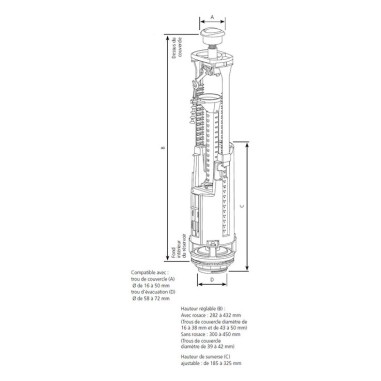 Chasse d'eau économique - Mecanisme à flotteur - Ensemble complet