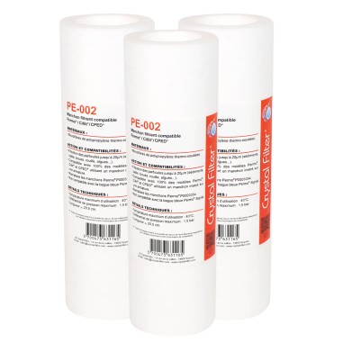 Manchon compatible Permo Cristal 3 et 4 - 10" - P0003354 - Crystal Filter® PE-002 (lot de 3)