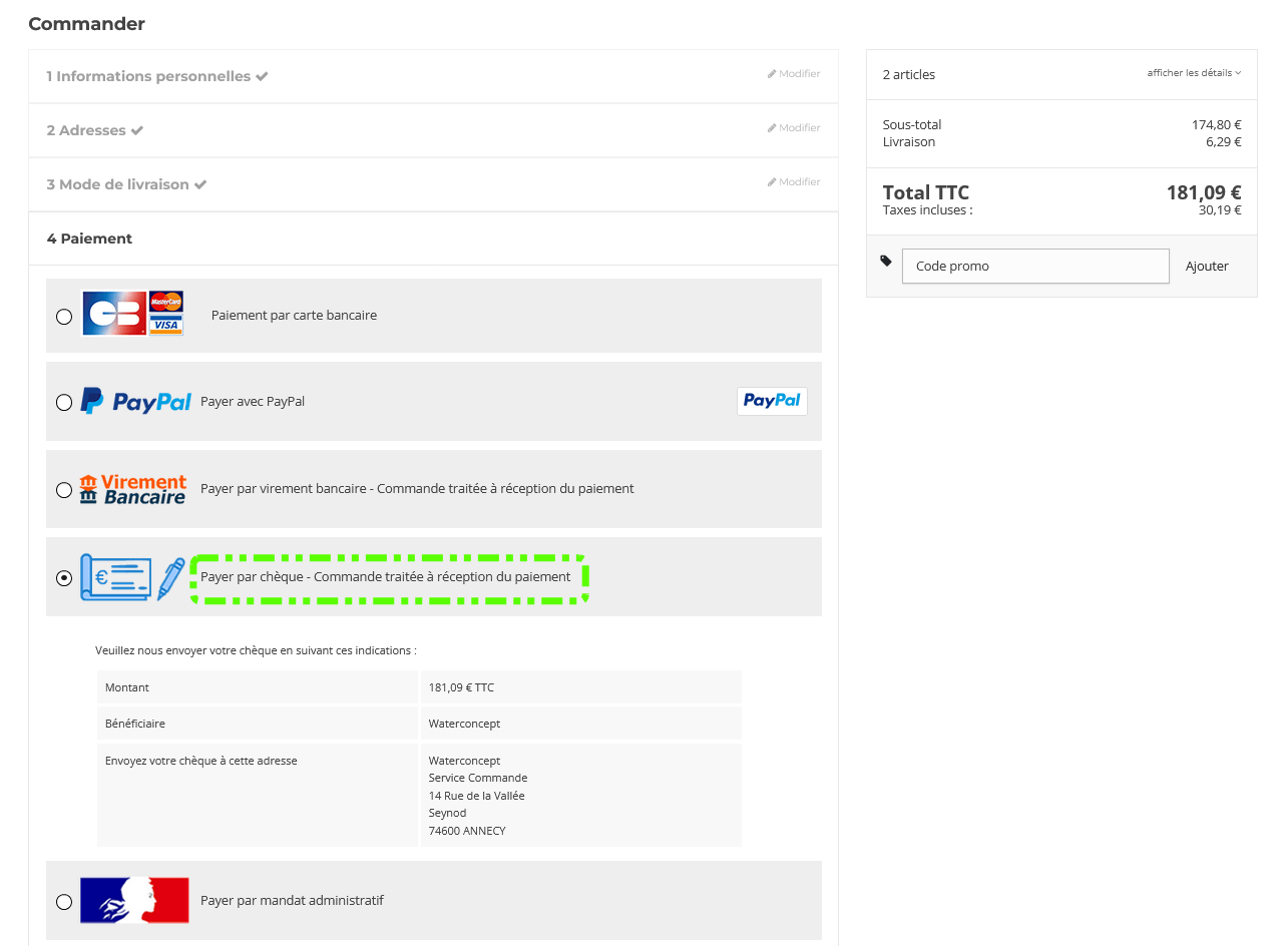 Paiement par chèque