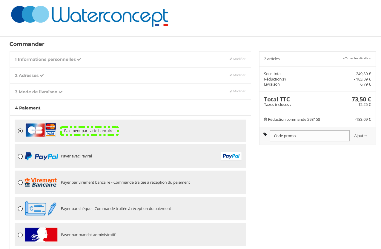 Paiement carte bancaire