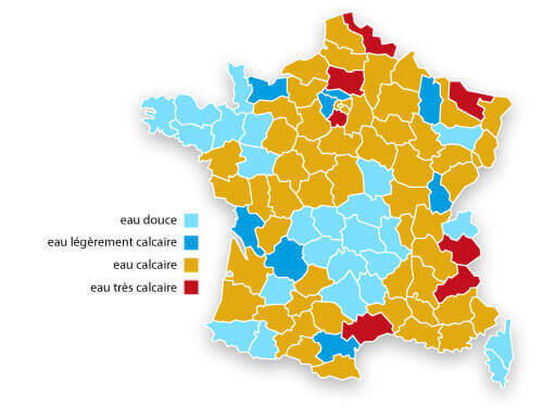 Carte de la duretée de l'eau en France